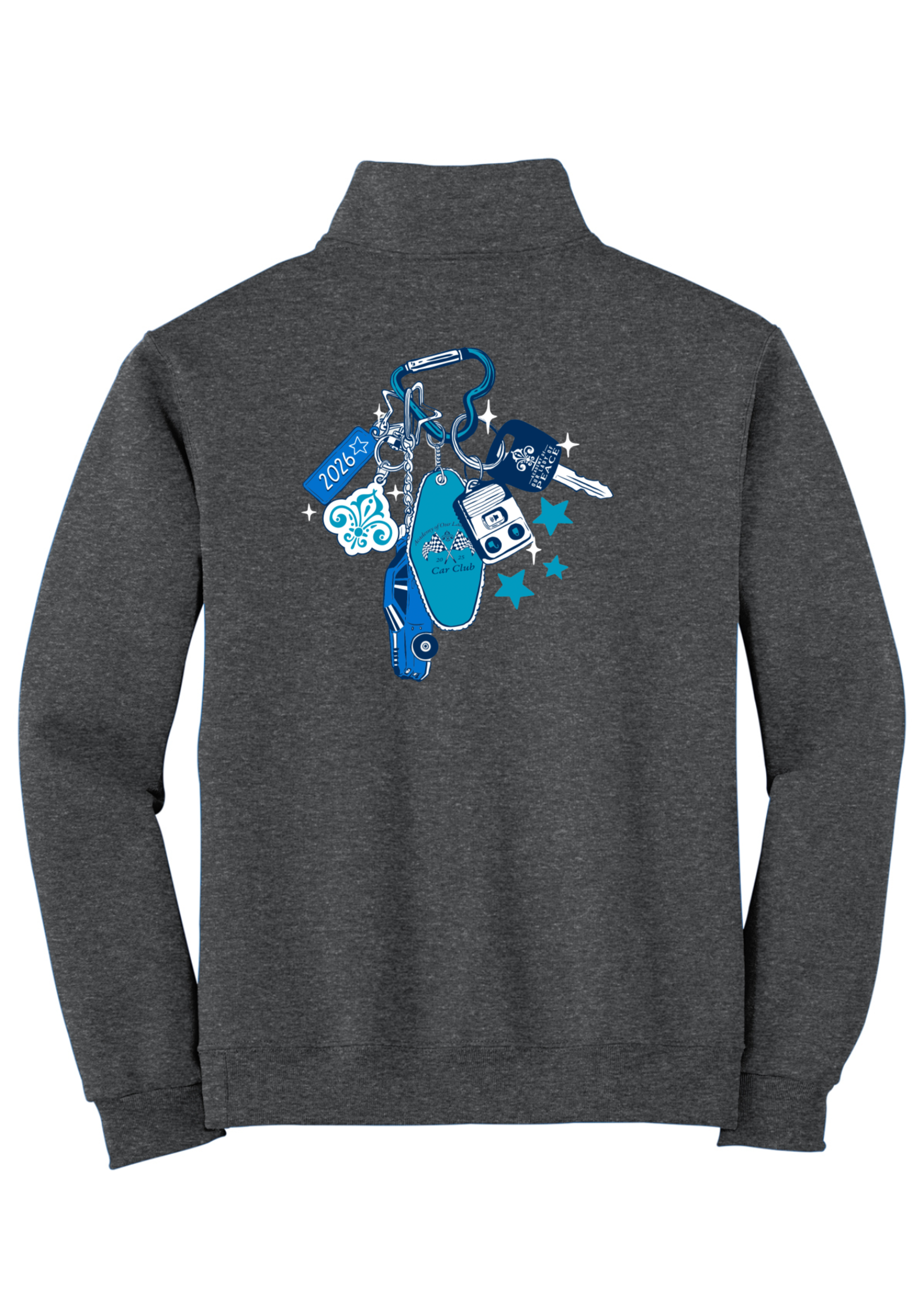 OLP Bl. Heather 1/4-Zip Sweatshirt with Cadet Collar Car Club