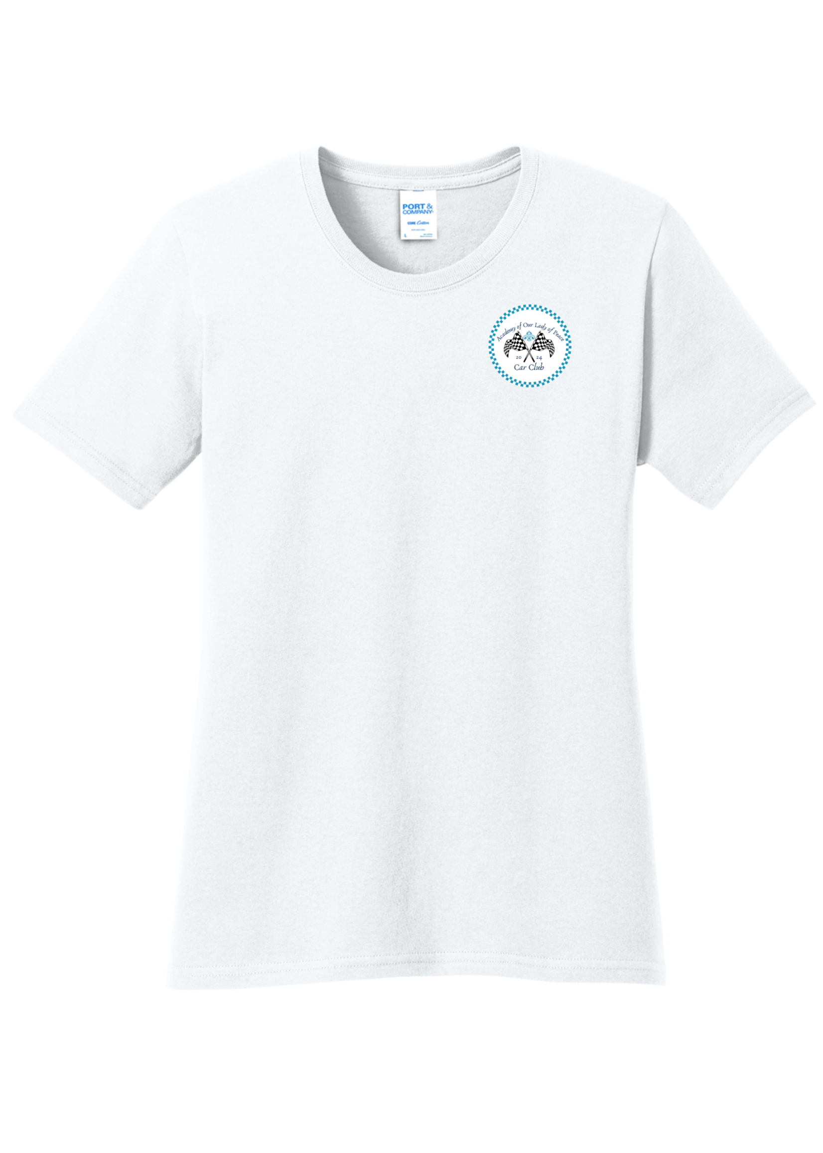 OLP Ladies White Cotton Crew Neck Tee Car Club