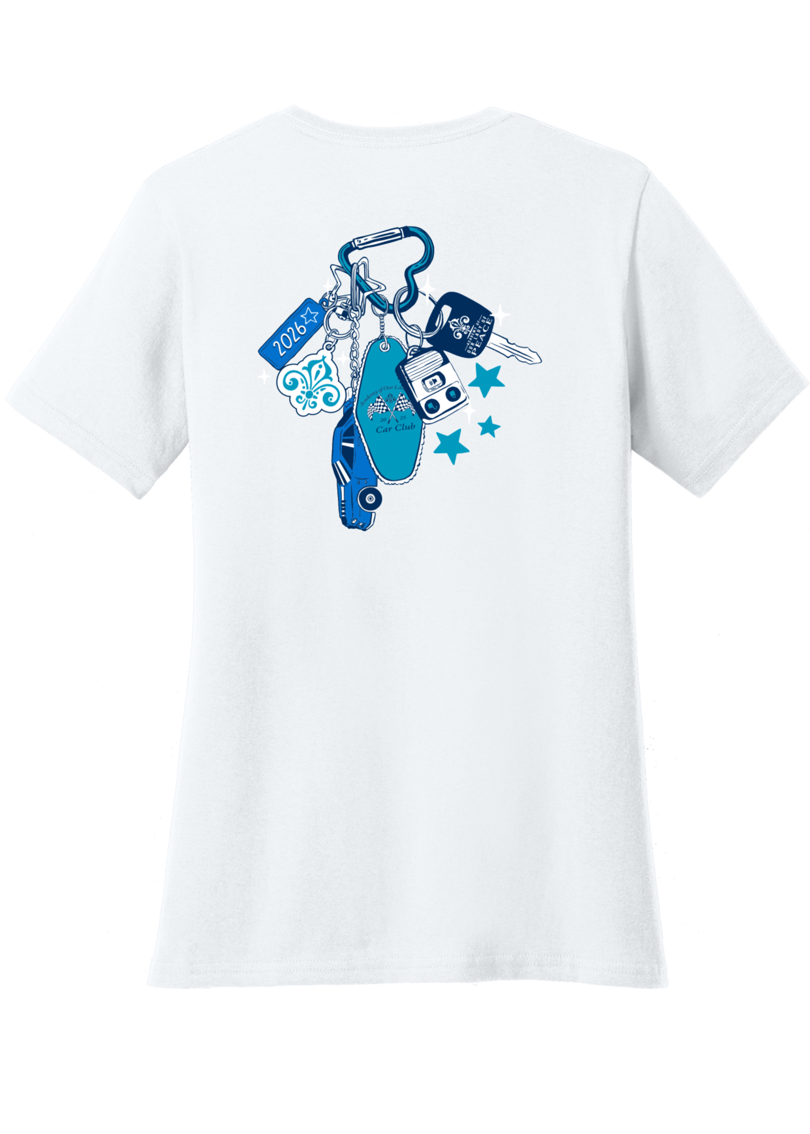 OLP Ladies White Cotton Crew Neck Tee Dear Car Club