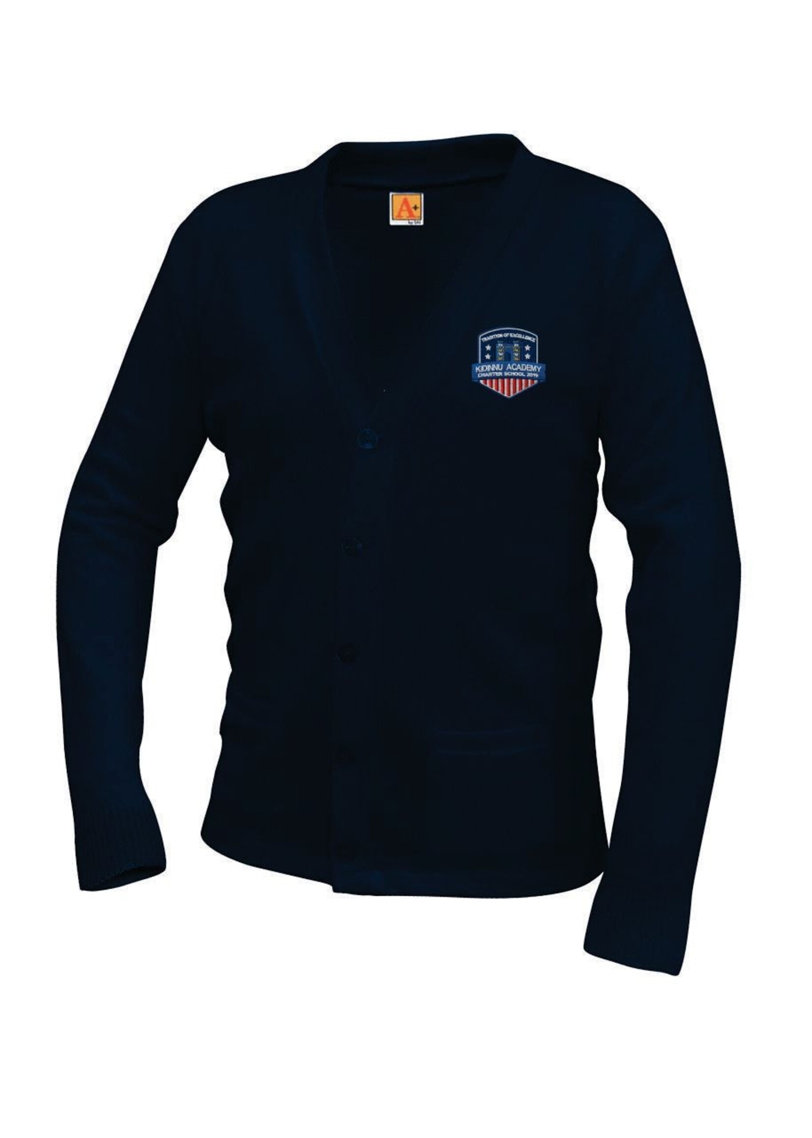 KACS Navy V-neck cardigan sweater with pockets