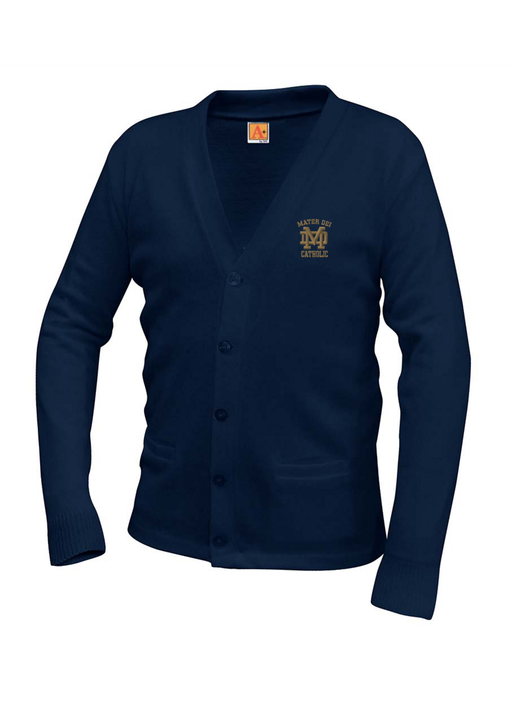 MDC Navy V-neck cardigan sweater with pockets