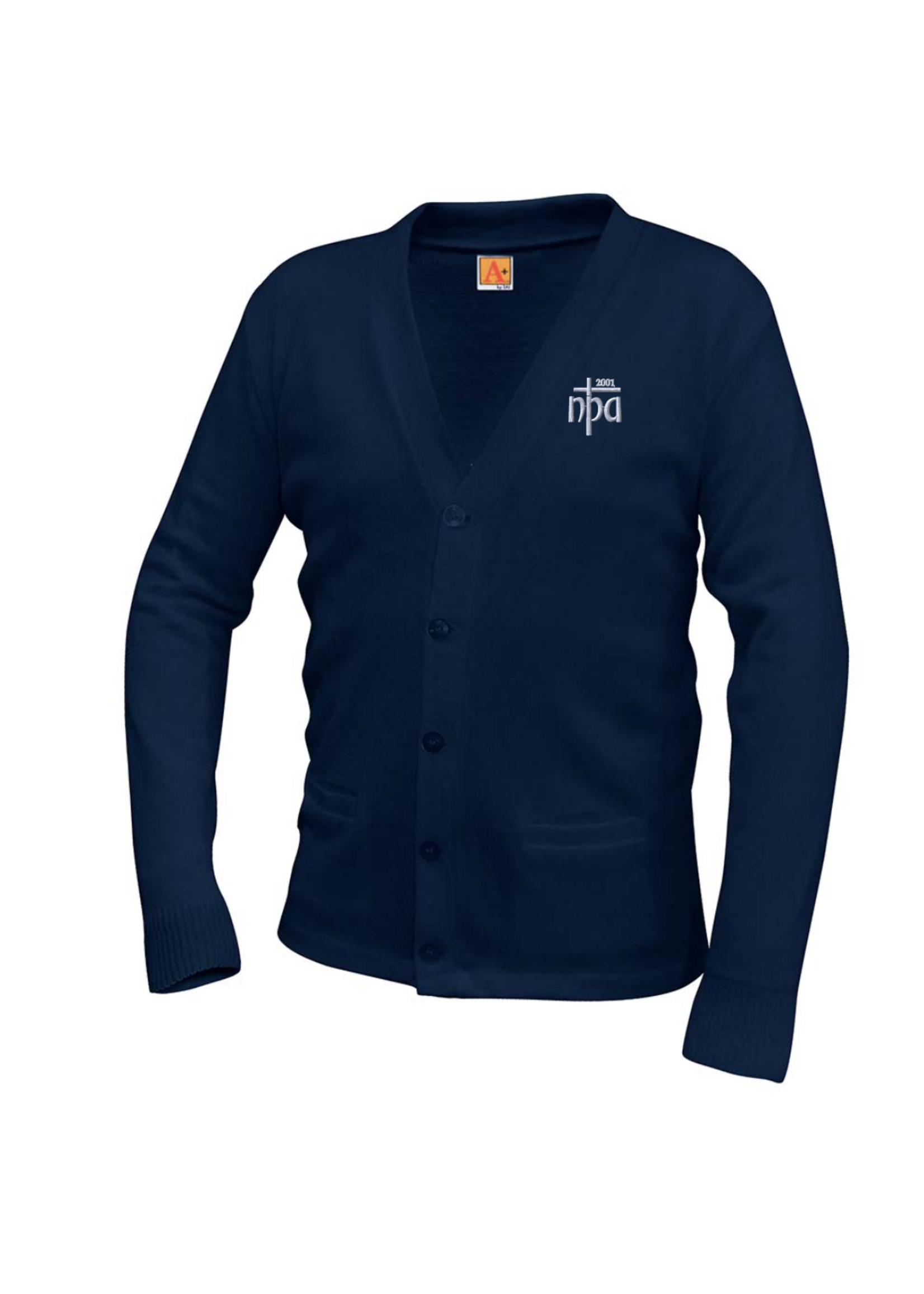 NPA Navy V-neck cardigan sweater with pockets