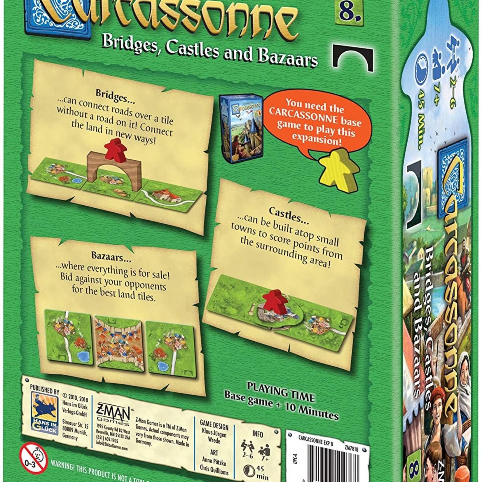 Z-Man Games Carcassonne Expansion 8 Bridges, Castles and Bazaars Expansion