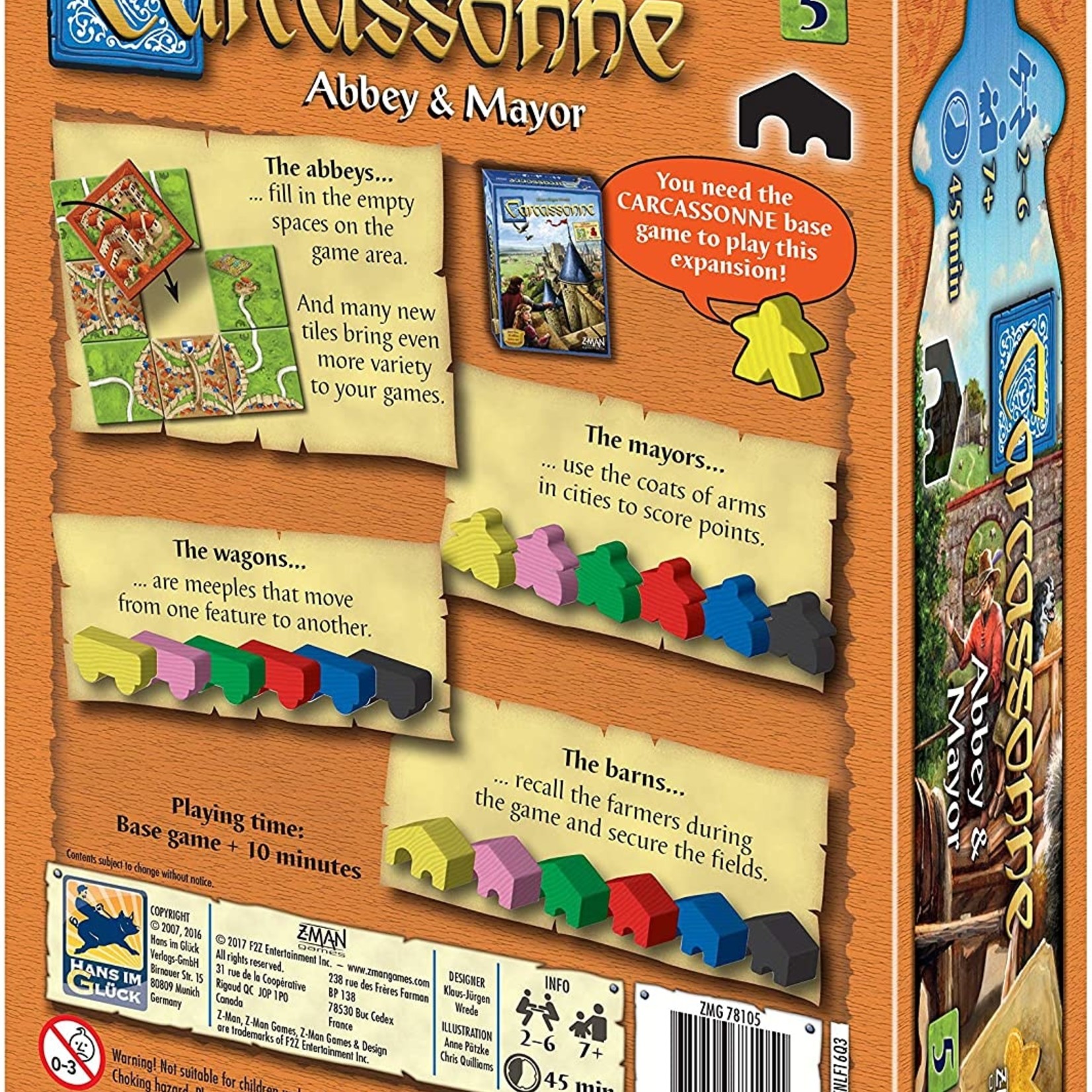 Z-Man Games Carcassonne Expansion 5 Abbey and Mayor 2017