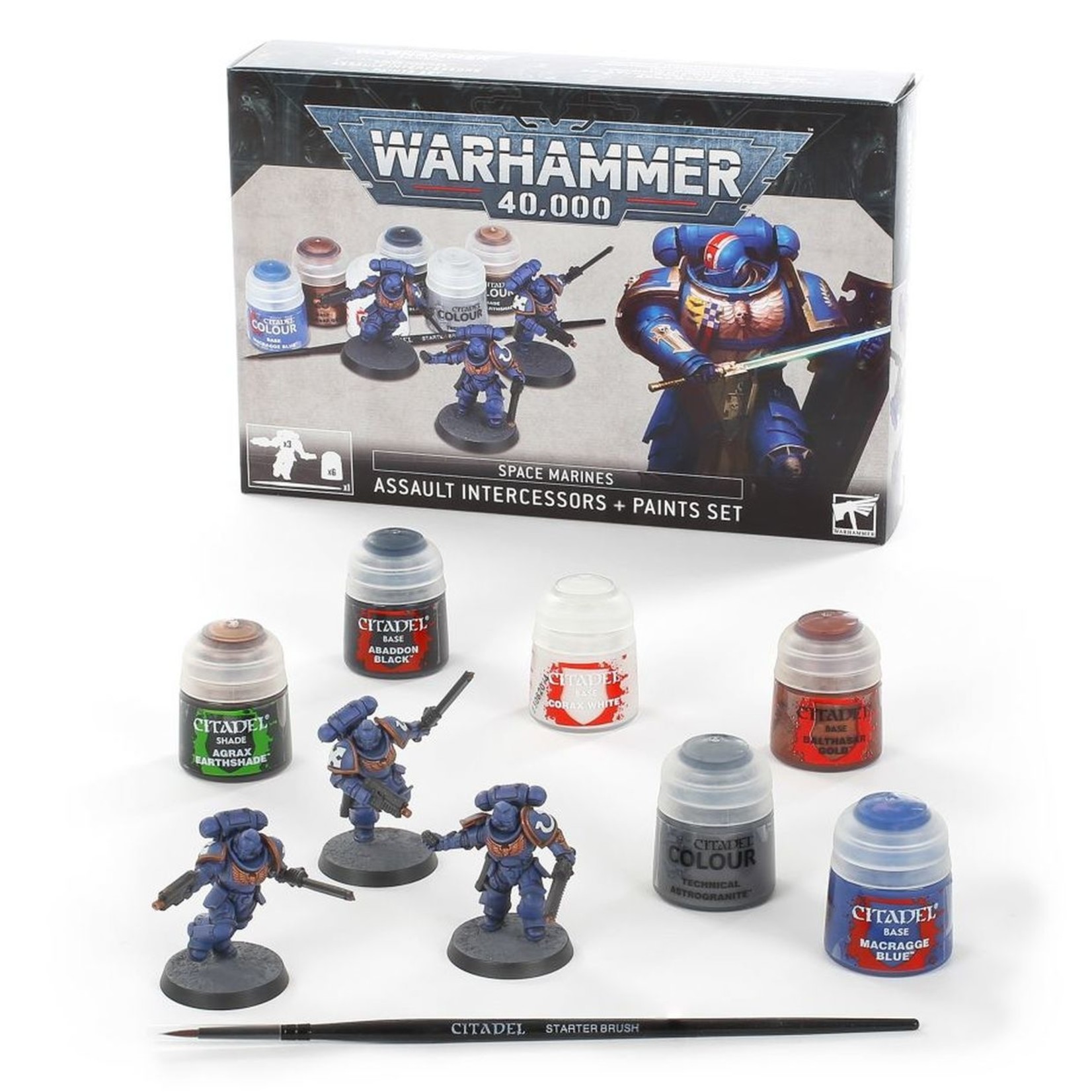 Games Workshop Warhammer 40k Space Marines Assault Intercessors and Paint  Set