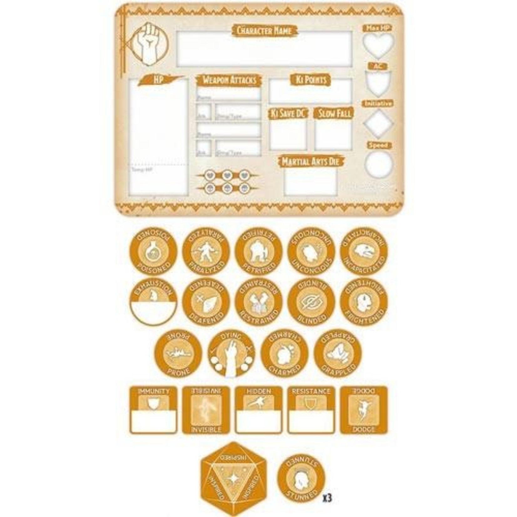 Gale Force 9 Dungeons and Dragons Class Tokens Monk