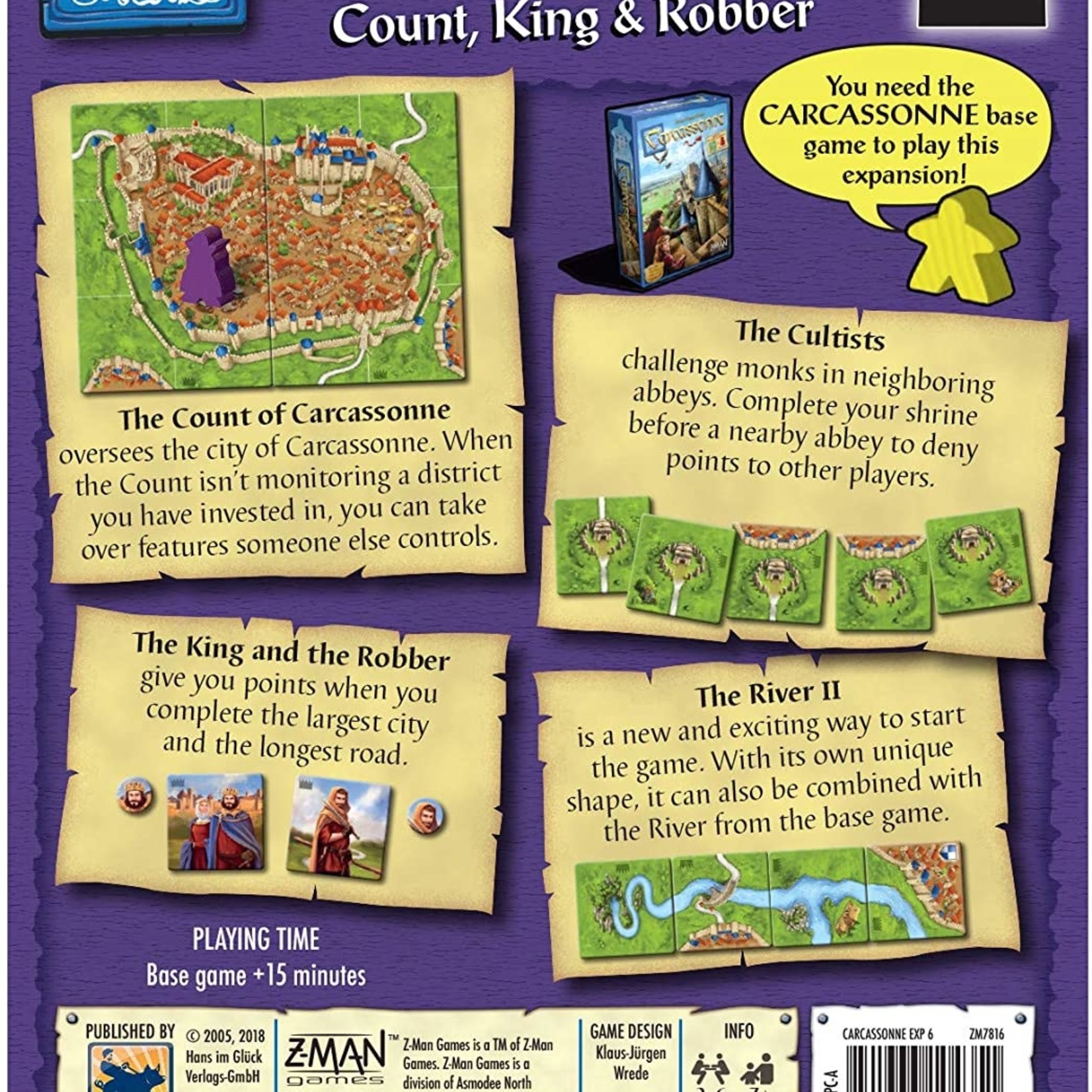 Z-Man Games Carcassonne Expansion 6 Count, King and Robber