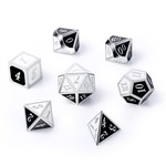 Dice Habit Panda Black / White with Silver Metal Polyhedral 7 die set