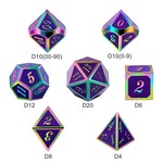 Dice Habit Royal Purple with Rainbow Metal Polyhedral 7 die set