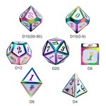 Dice Habit White with Rainbow Metal Polyhedral 7 die set