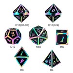 Dice Habit Black with Rainbow Metal Polyhedral 7 die set