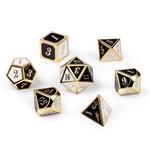 Dice Habit Chess Black / White with Gold Metal Polyhedral 7 die set