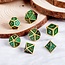 Dice Habit Green with Gold Metal Polyhedral 7 die set