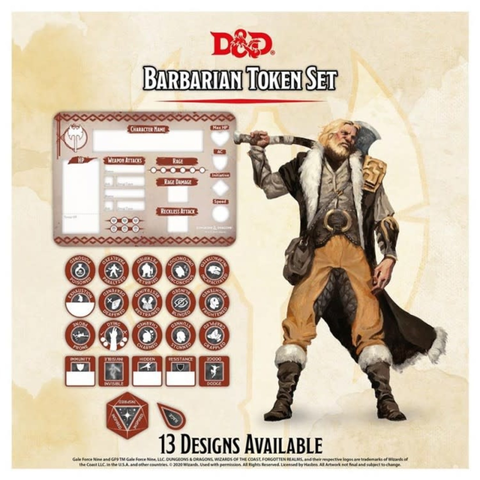 Gale Force 9 Dungeons and Dragons Class Tokens Barbarian