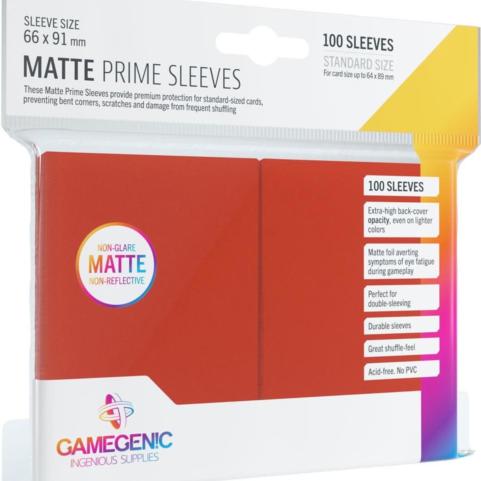 Gamegenic GameGenic Matte Prime Sleeves Red 100 ct