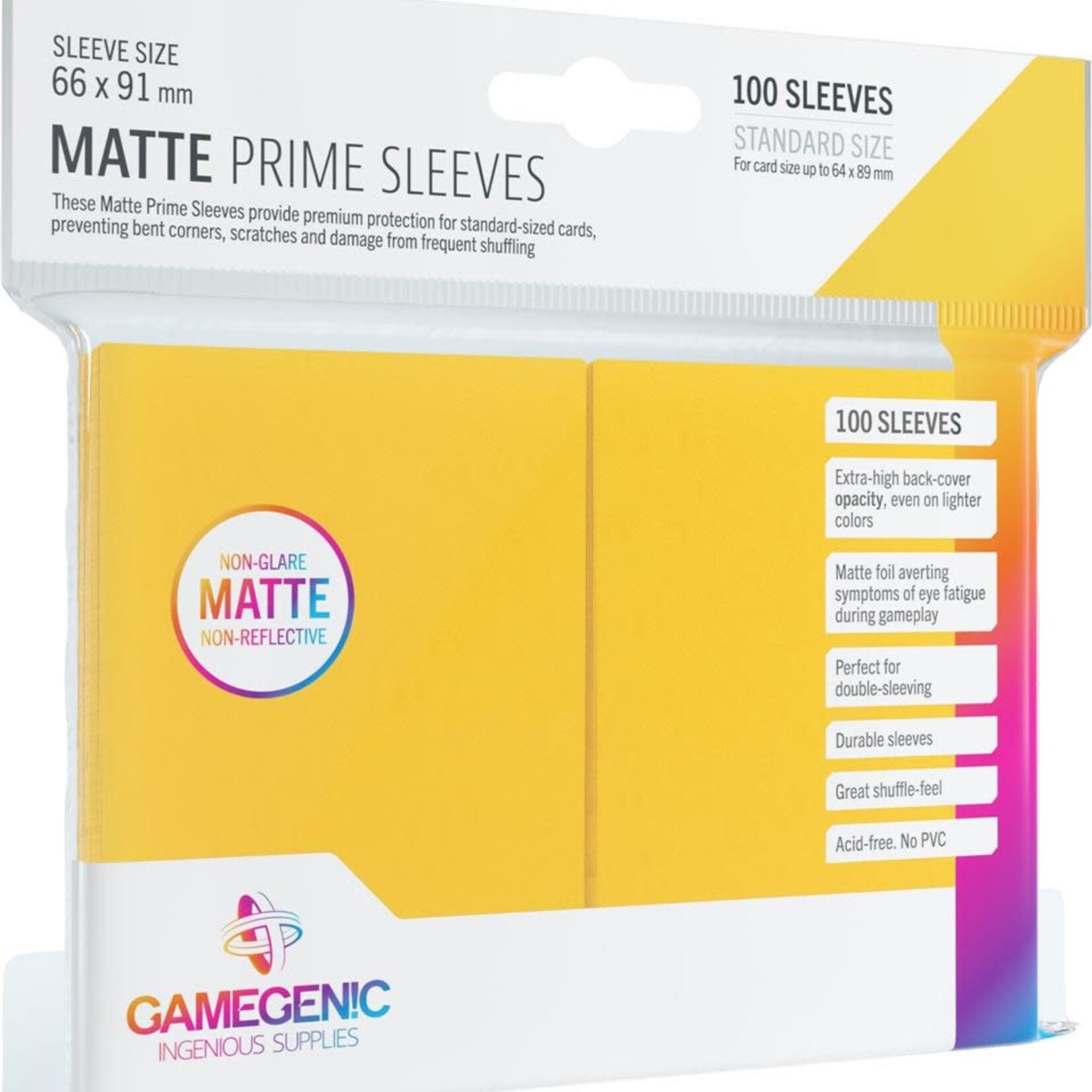 Gamegenic GameGenic Matte Prime Sleeves Yellow 100 ct