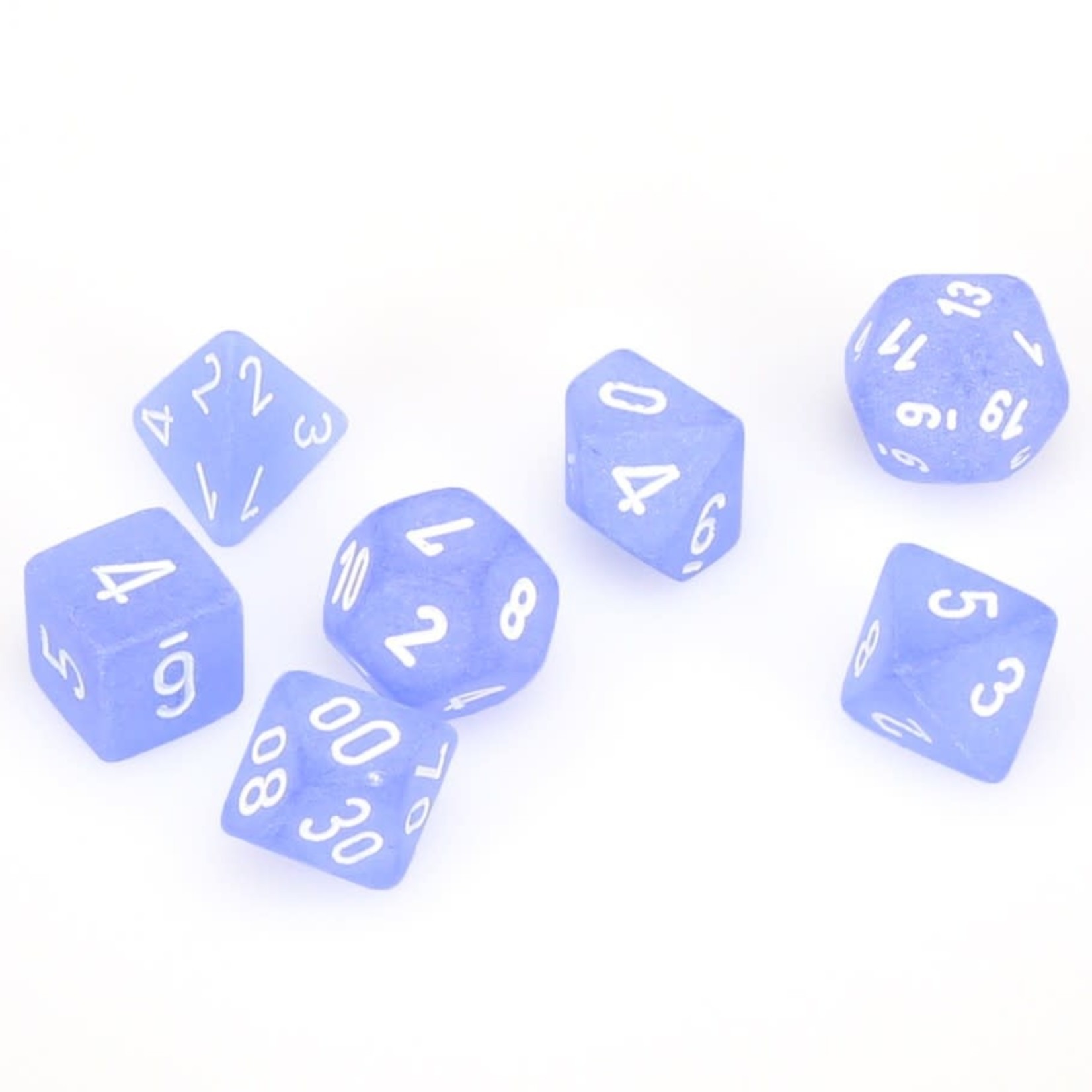 Chessex Chessex Frosted Blue with White Polyhedral 7 die set