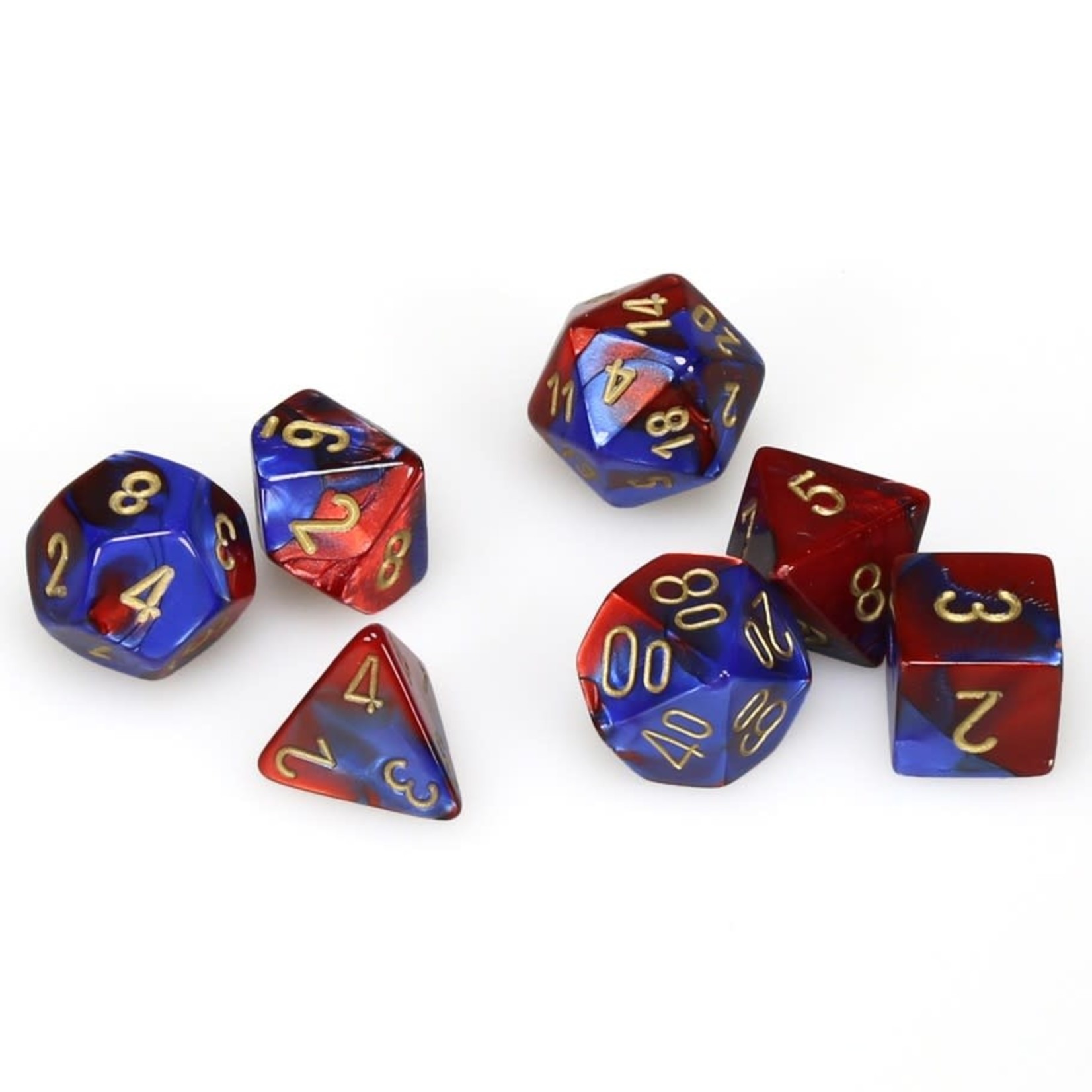 Chessex Chessex Gemini Blue / Red with Gold Polyhedral 7 die set
