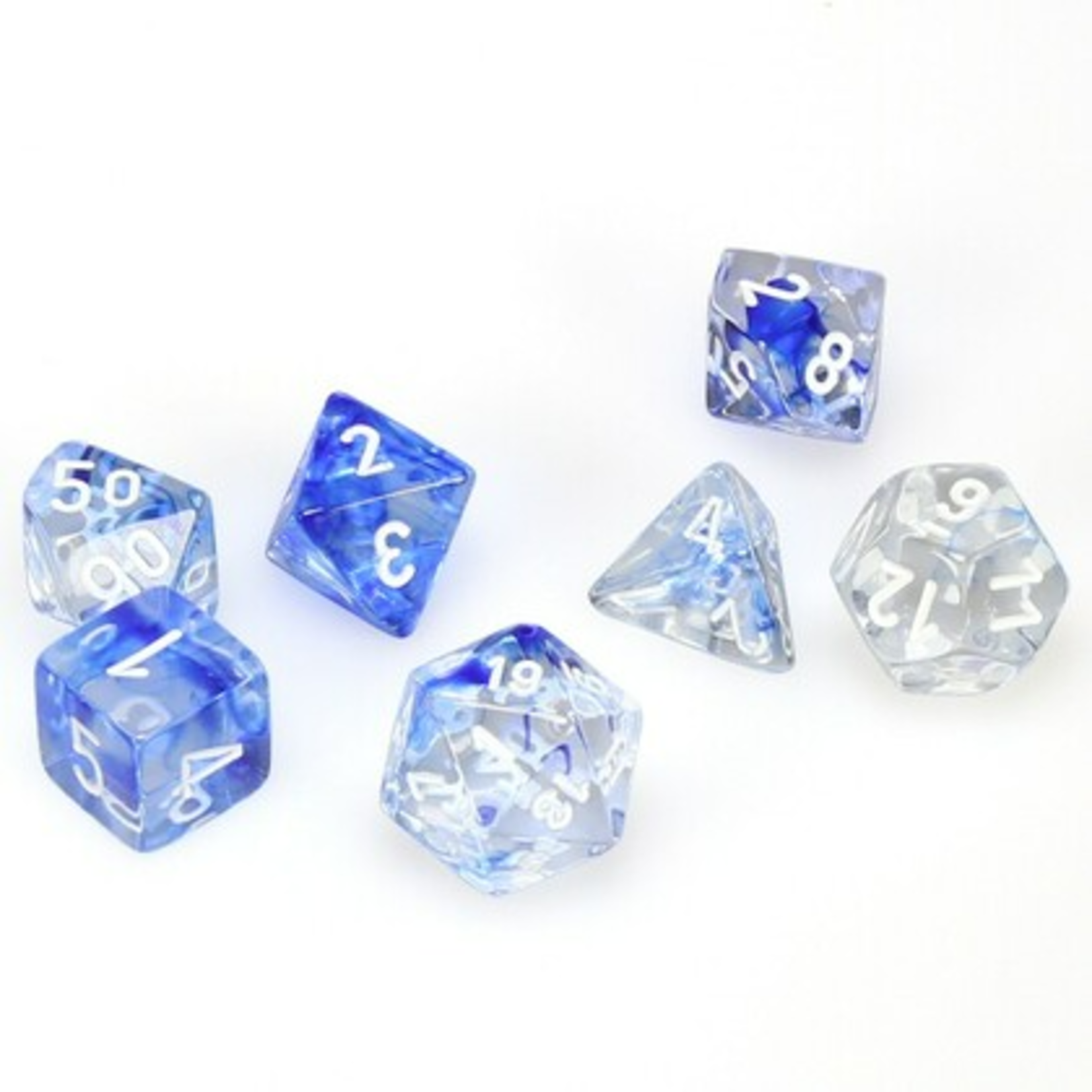 Chessex Chessex Nebula Dark Blue with White Polyhedral 7 die set
