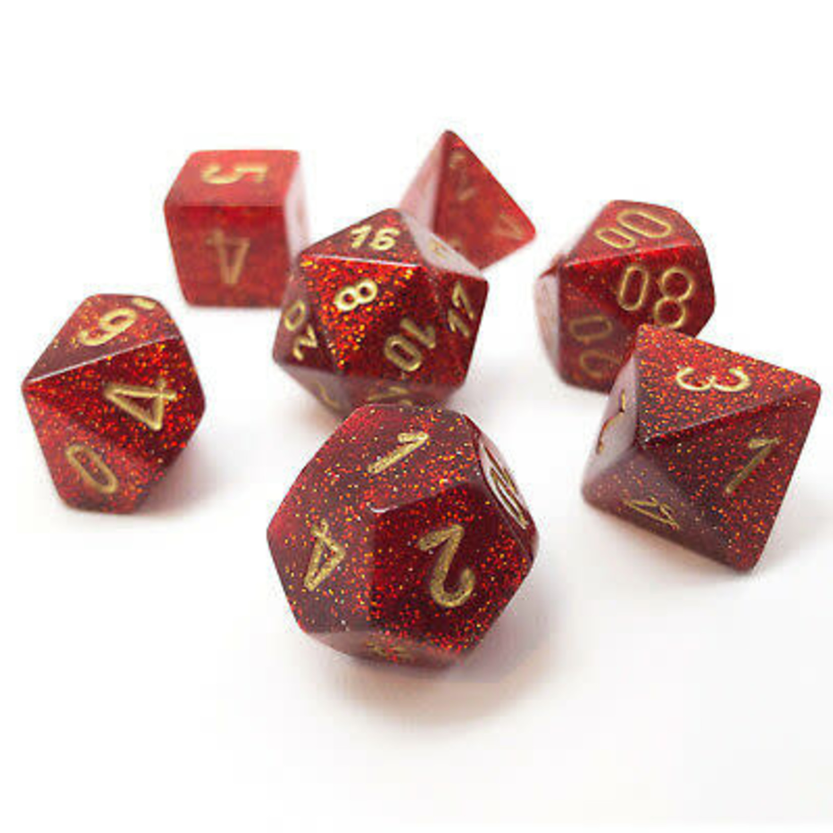 Chessex Chessex Glitter Ruby with Gold Polyhedral 7 die set