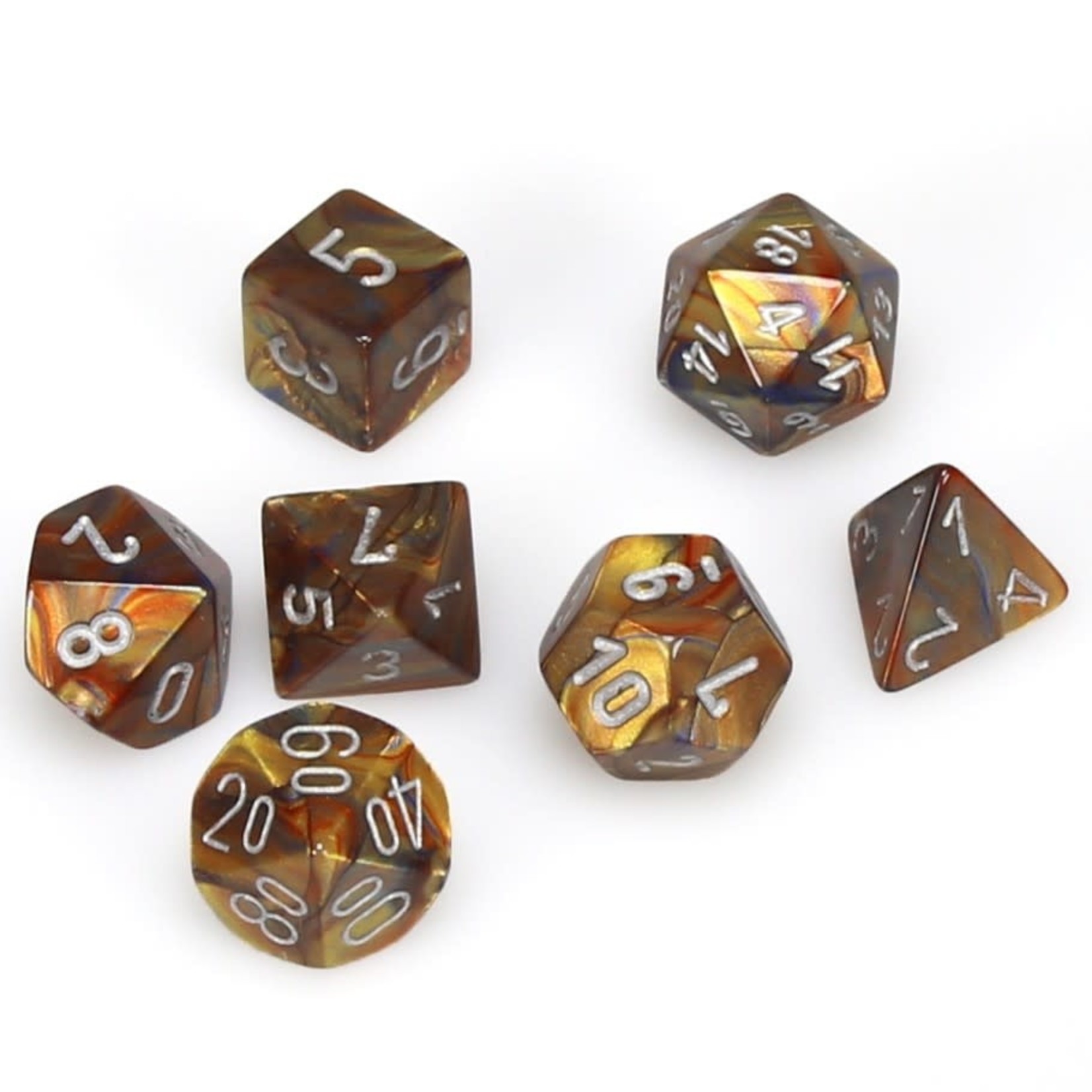 Chessex Chessex Lustrous Gold with Silver Polyhedral 7 die set