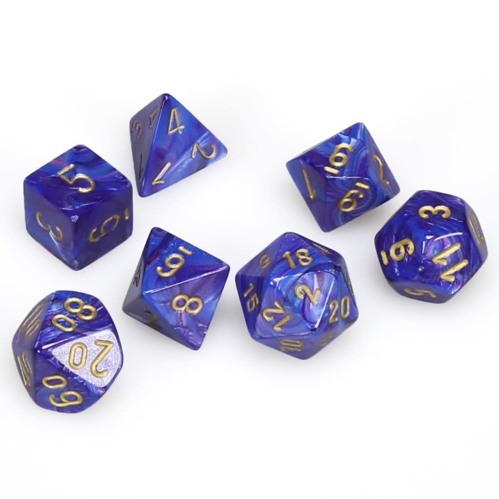 Chessex Chessex Lustrous Purple with Gold Polyhedral 7 die set