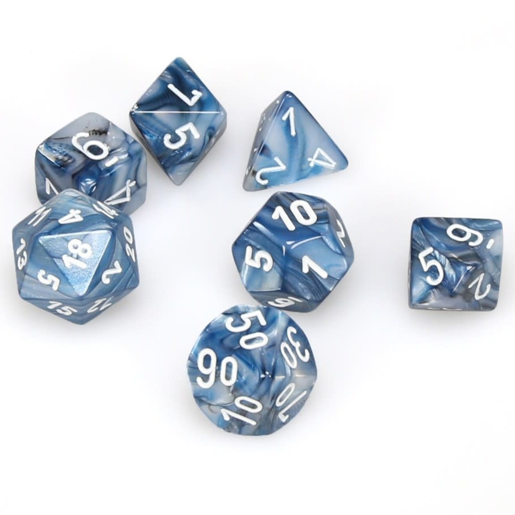 Chessex Chessex Lustrous Slate with White Polyhedral 7 die set