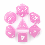 Chessex Chessex Frosted Pink with White Polyhedral 7 die set