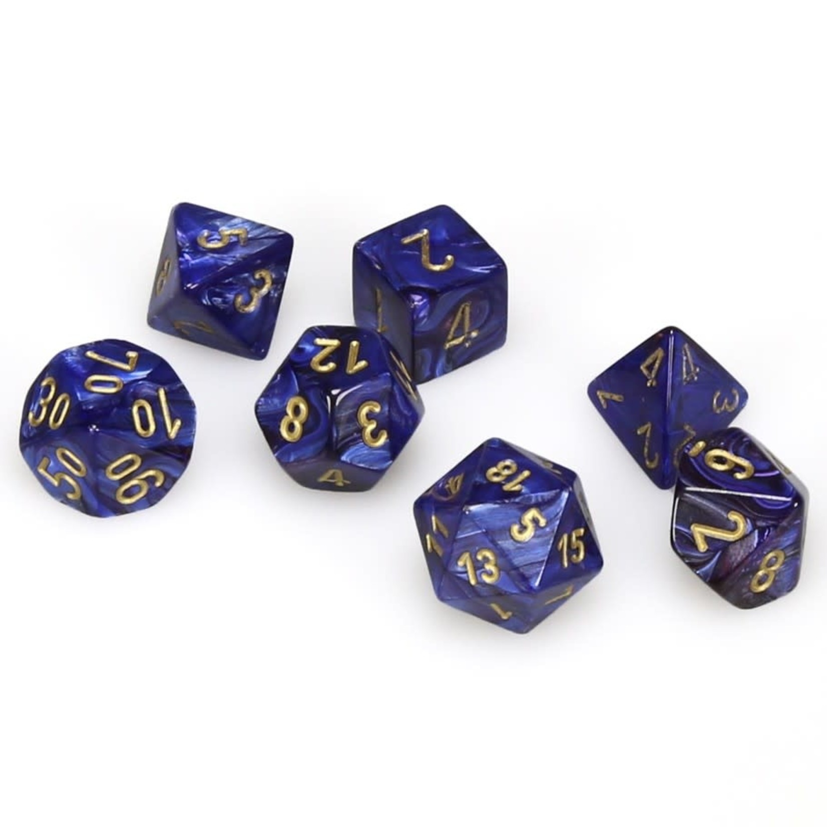 Chessex Chessex Scarab Royal Blue with Gold Polyhedral 7 die set