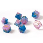 Sirius RPG Dice Baby Gummies Pink / Blue with Gold Polyhedral 8 die set