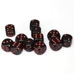 Chessex Chessex Opaque Black with Red 16 mm d6 12 die set