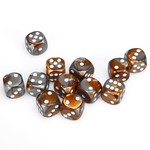 Chessex Chessex Gemini Copper / Steel with White 16 mm d6 12 die set