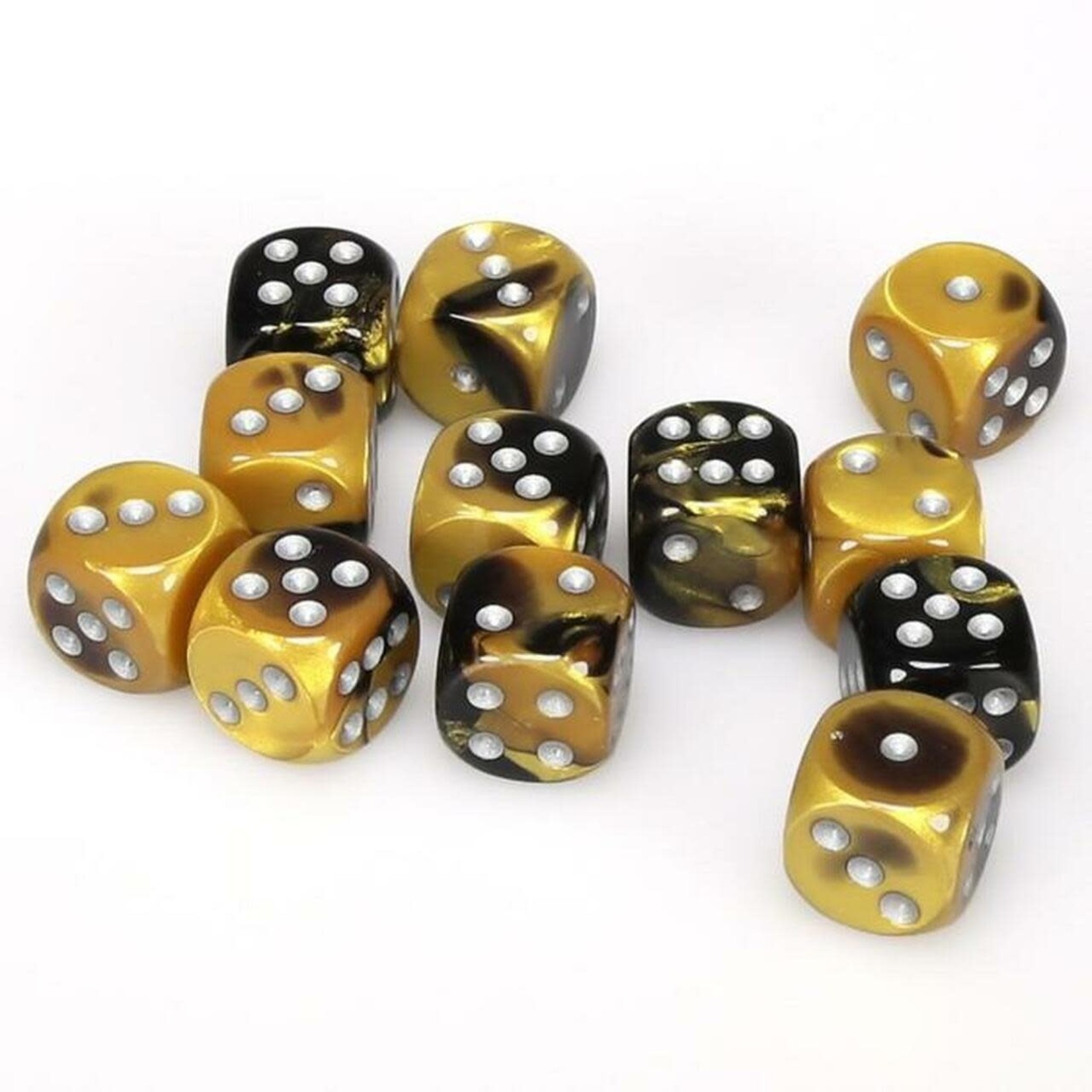 Chessex Chessex Gemini Black / Gold with Silver 16 mm d6 12 die set