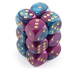 Chessex Chessex Gemini Purple / Teal with Gold 16 mm d6 12 die set