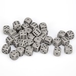 Chessex Chessex Opaque Grey with Black 12 mm d6 36 die set