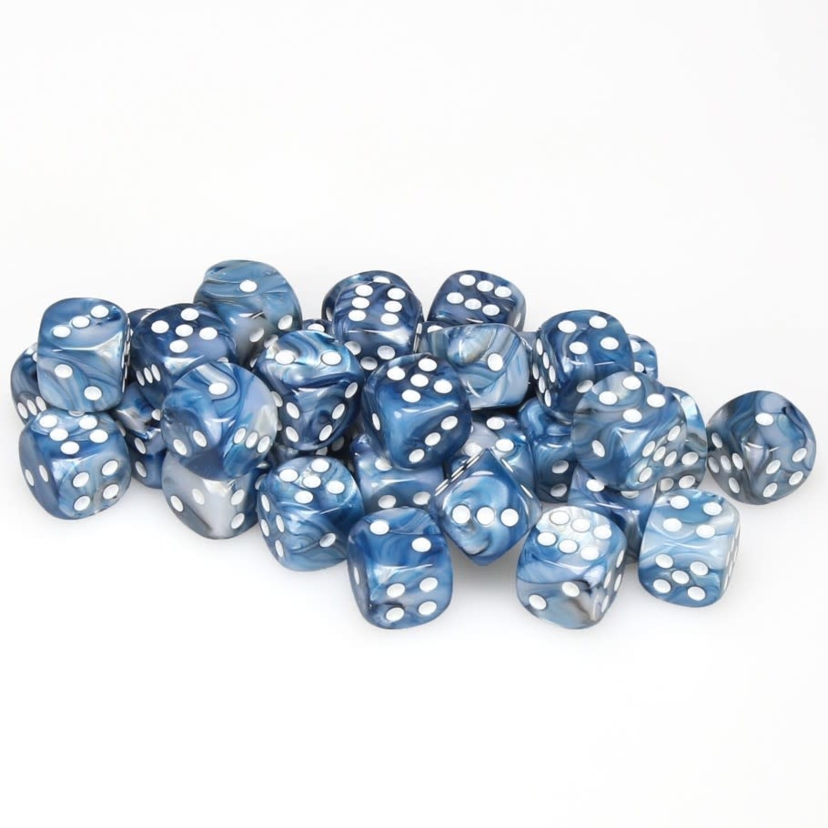 Chessex Chessex Lustrous Slate with White 12 mm d6 36 die set