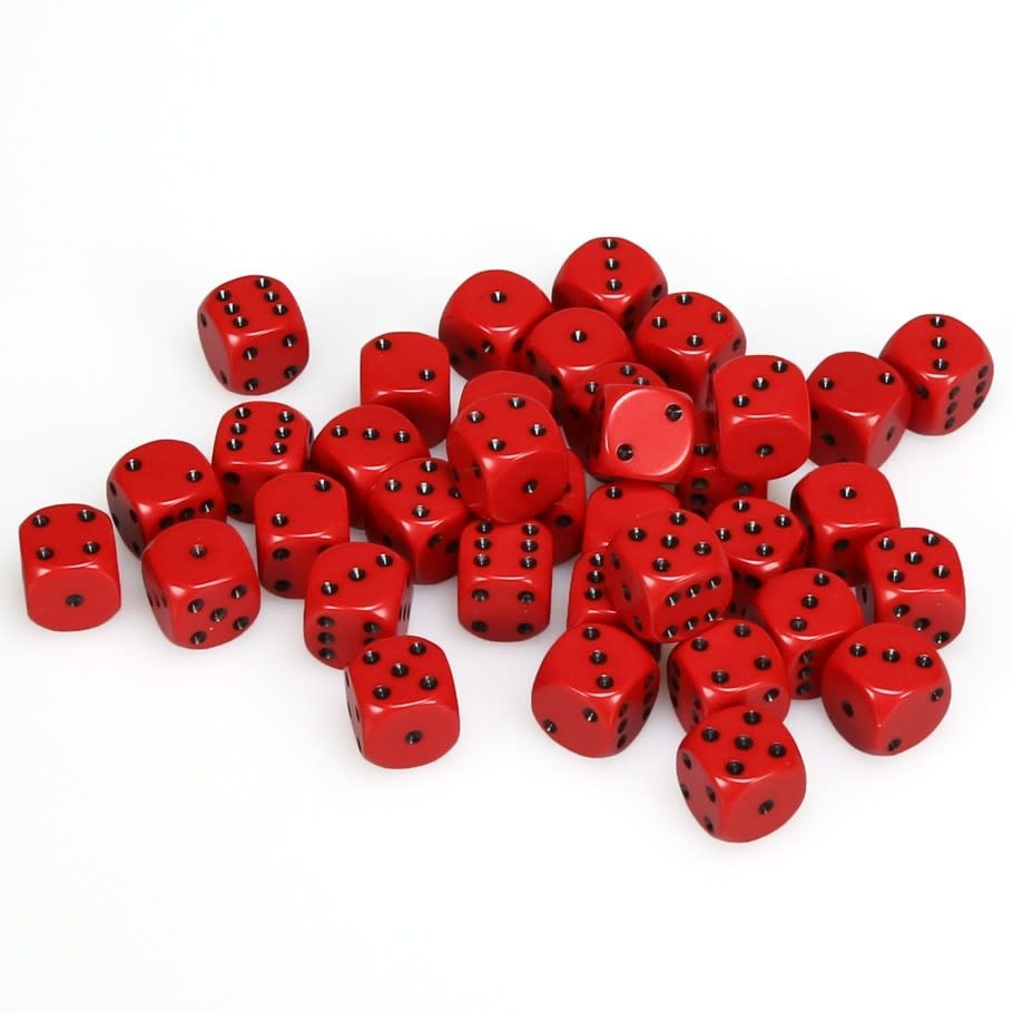 Chessex Opaque Red with Black 12 mm d6 36 die set - Guardian Games
