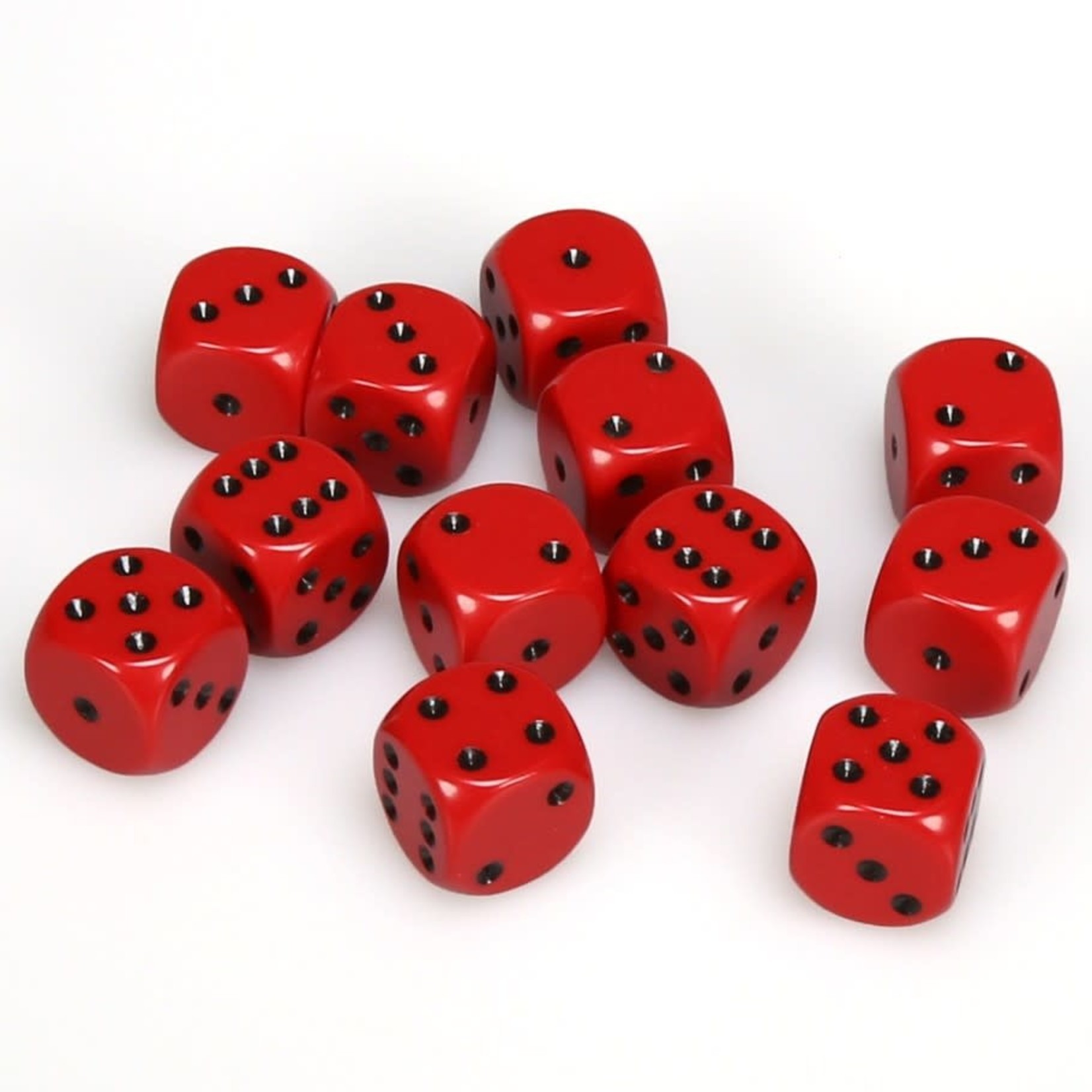 Chessex Chessex Opaque Red with Black 16 mm d6 12 die set
