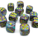 Chessex Chessex Festive Mosaic with Yellow 16 mm d6 12 die set