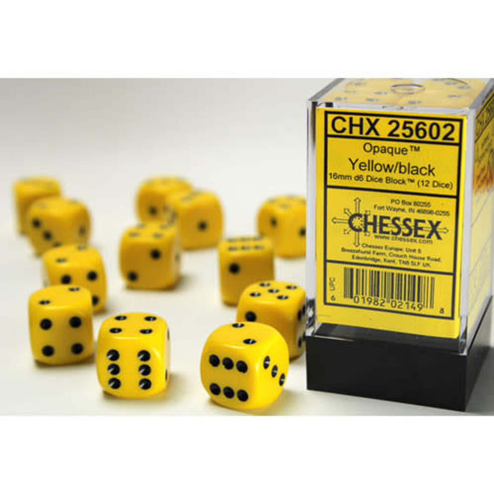 Chessex Chessex Opaque Yellow with Black 16 mm d6 12 die set