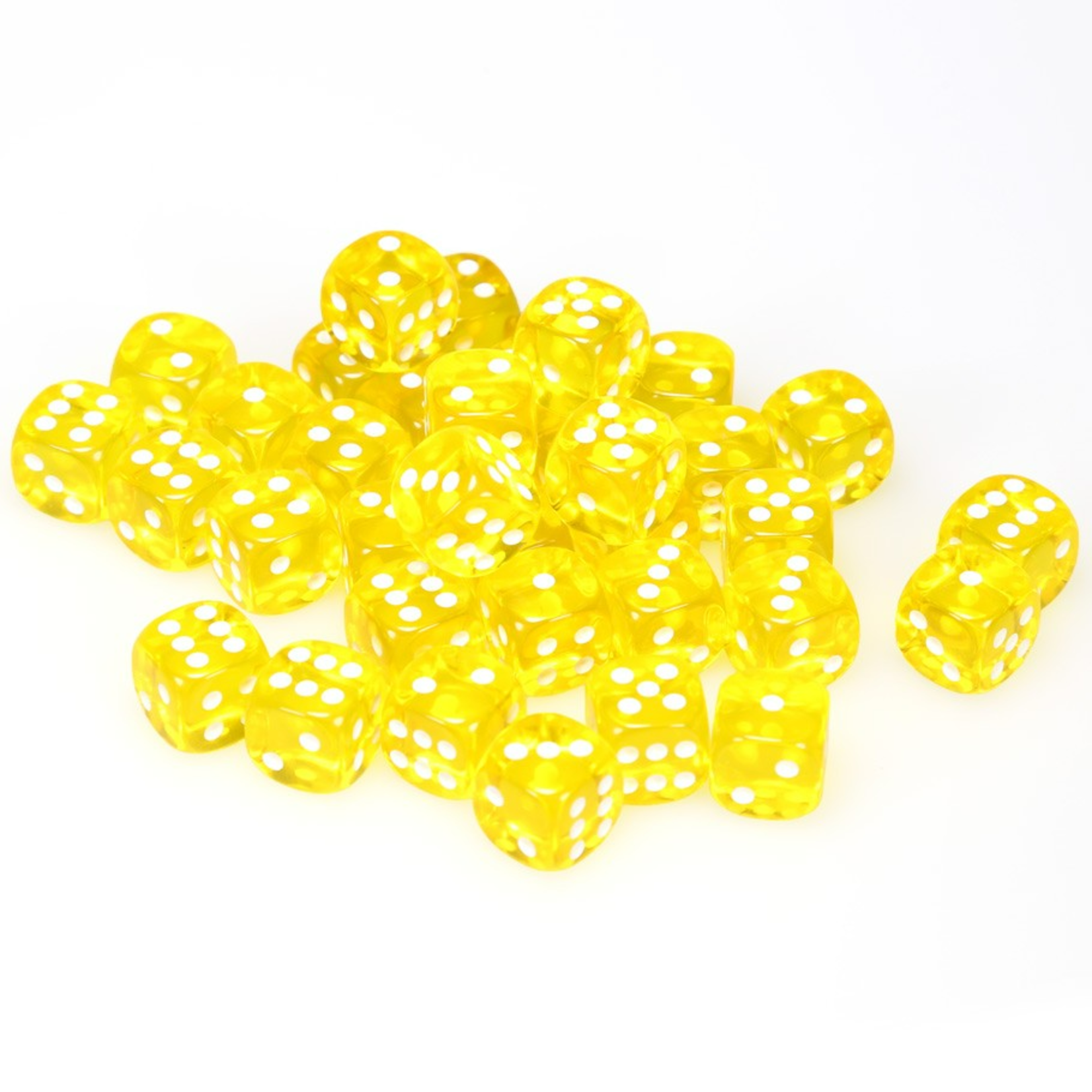 Chessex Chessex Translucent Yellow with White 12 mm d6 36 die set