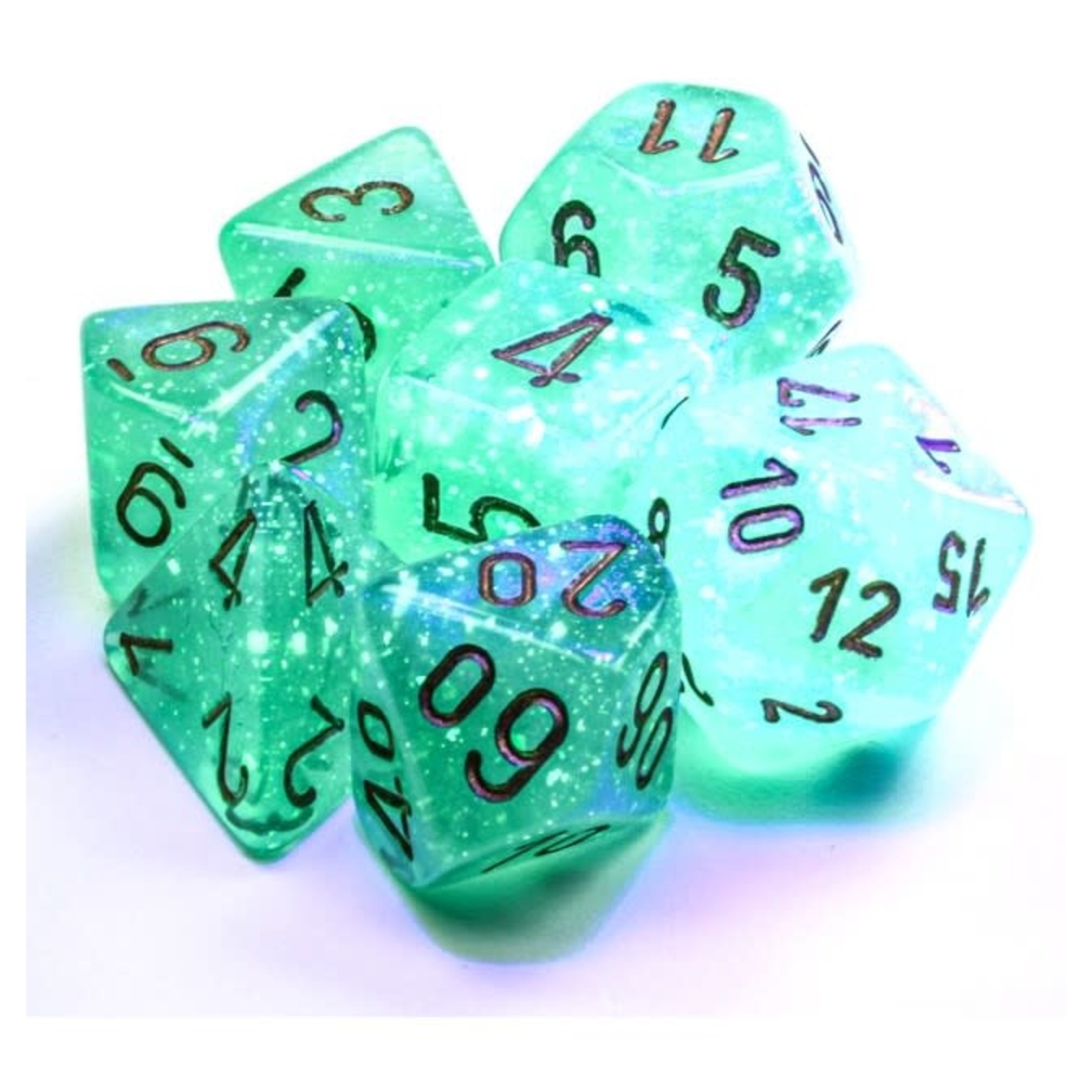 Chessex Chessex Borealis Light Green with Gold Polyhedral 7 die set
