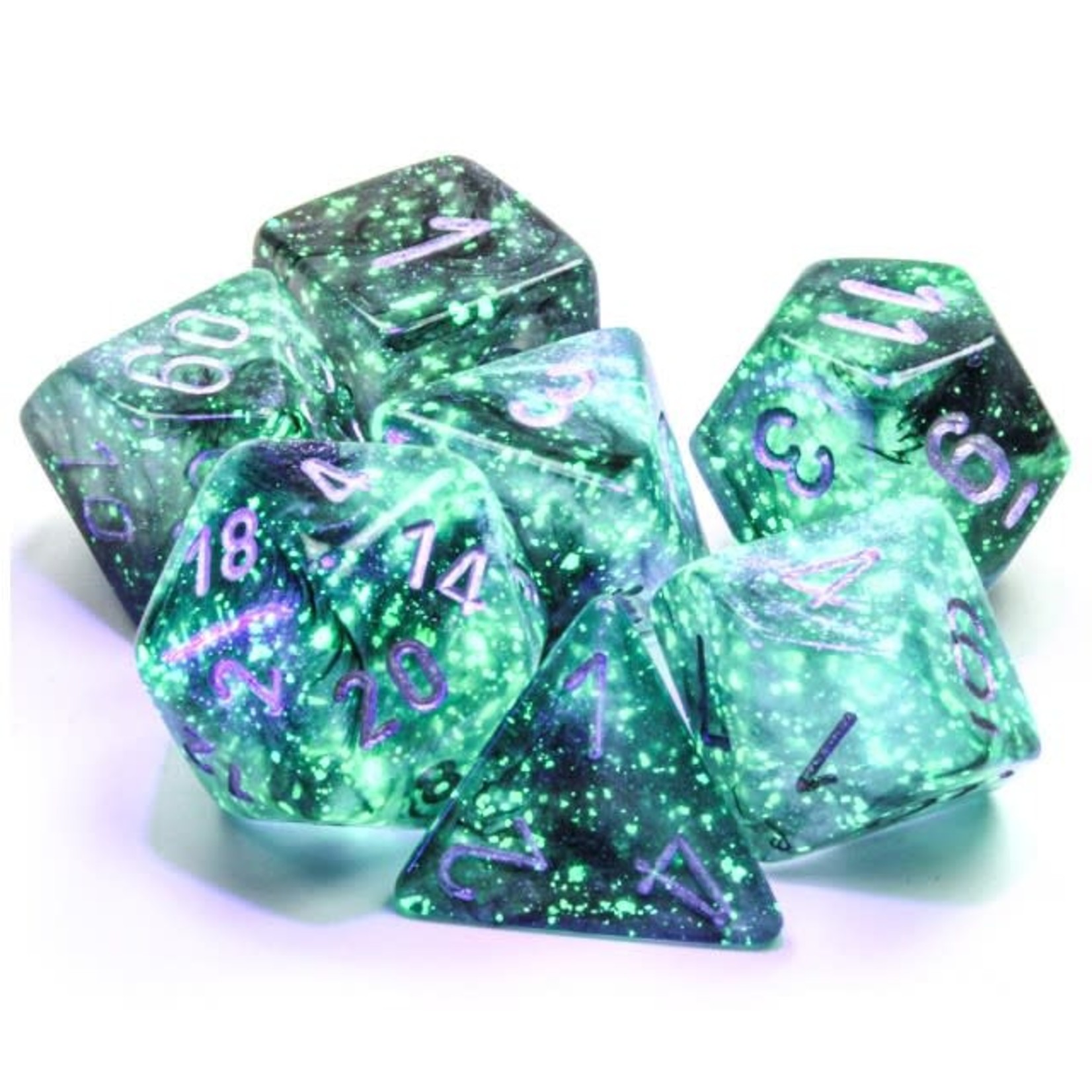 Chessex Chessex Borealis Light Smoke with Silver Luminary Polyhedral 7 die set
