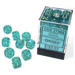 Chessex Chessex Borealis Teal with Gold Luminary 12 mm d6 36 die set