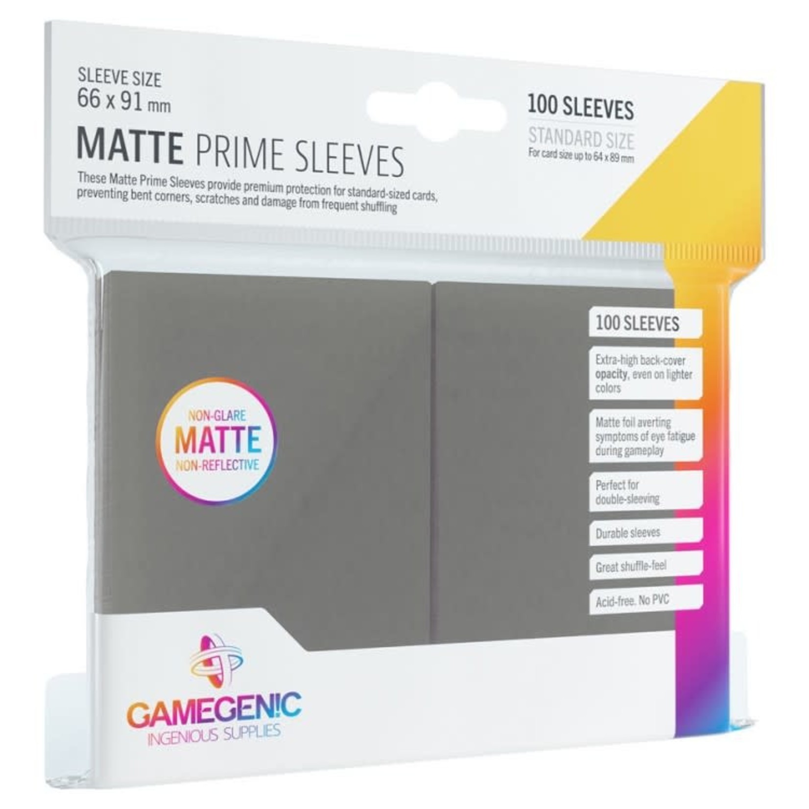 Gamegenic GameGenic Matte Prime Sleeves Gray 100 ct
