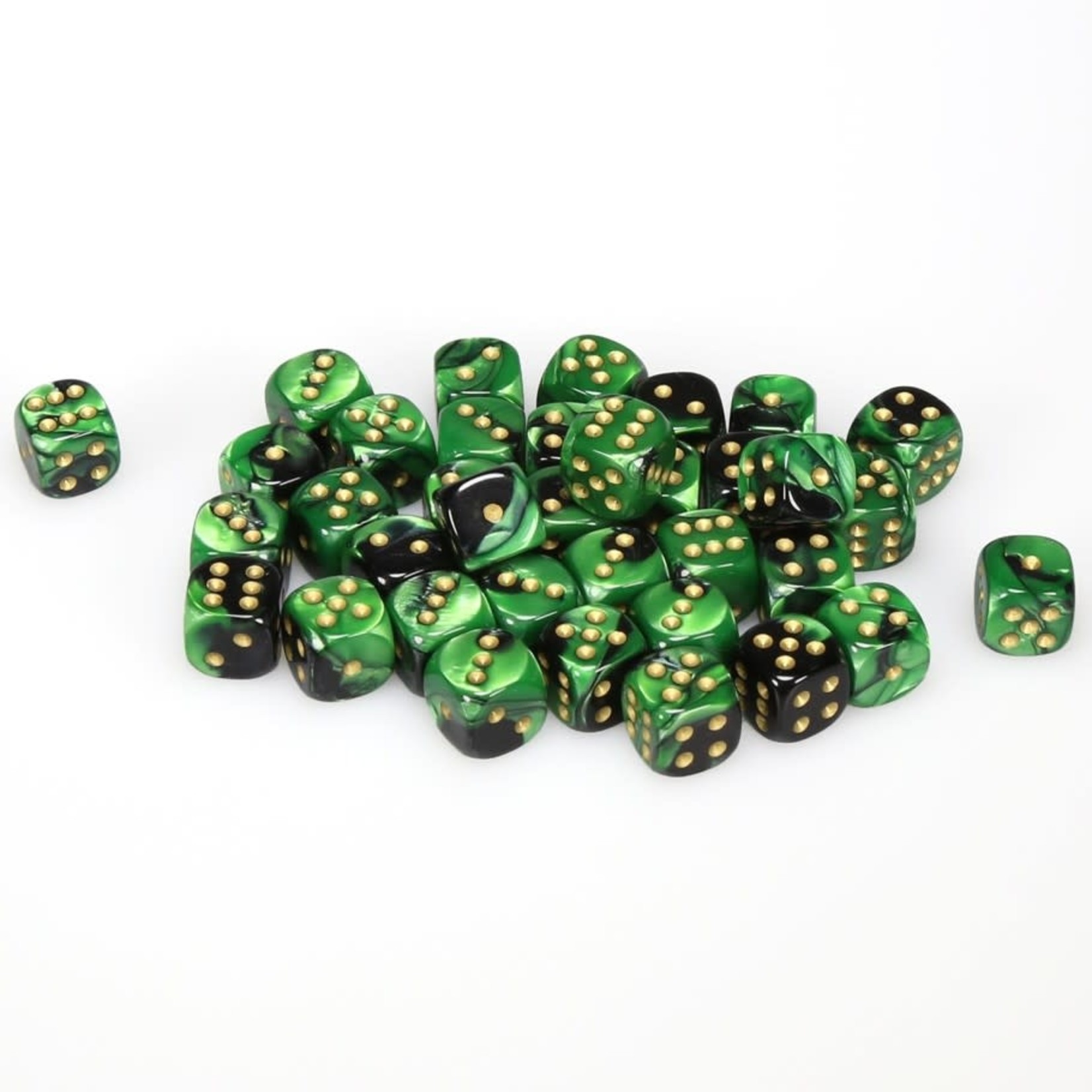 Chessex Chessex Gemini Black / Green with Gold 12 mm d6 36 die set