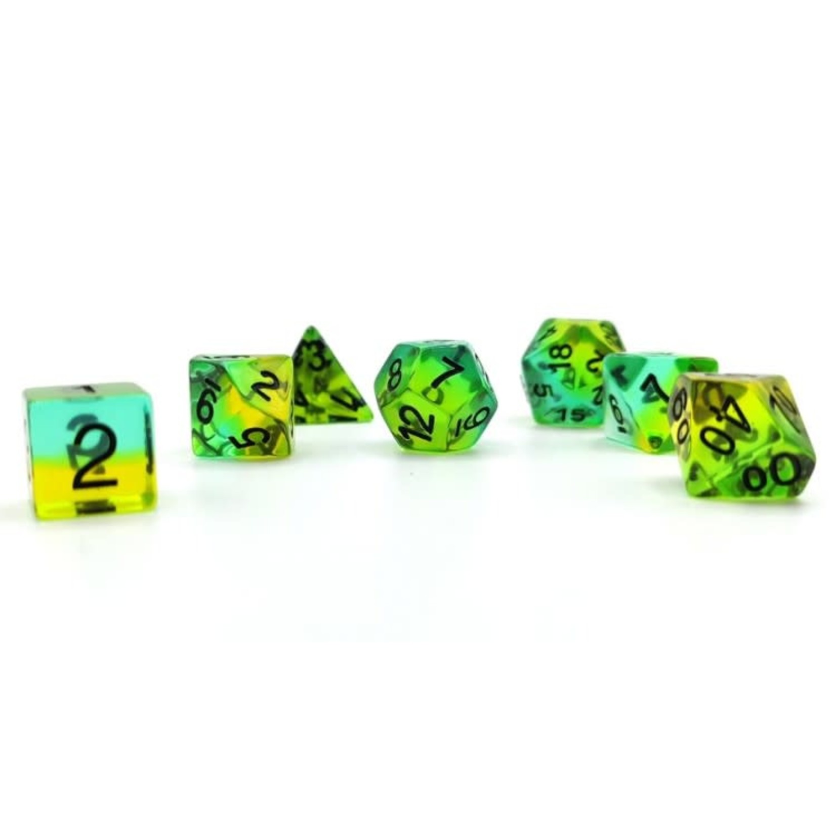 Sirius RPG Dice Mojito Translucent Green with Black Polyhedral 8 die set
