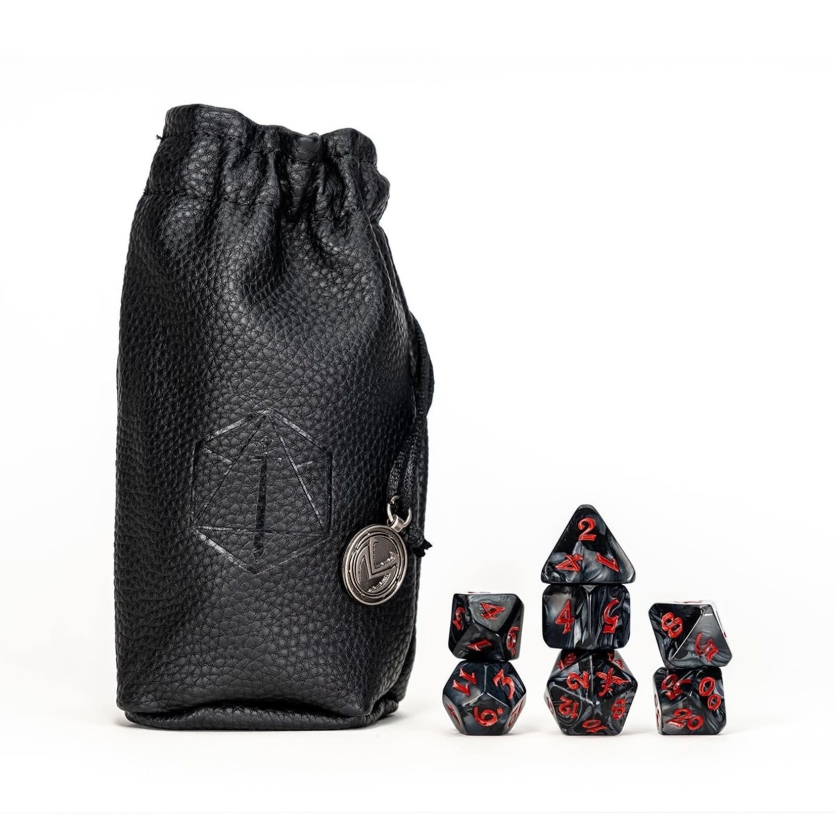 Darrington Press Guild Vox Machina Vax'ildan Black with Red Polyhedral 7 die set