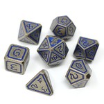 Die Hard Unearthed Leviathan Silver with Blue Metal Polyhedral 7 die set