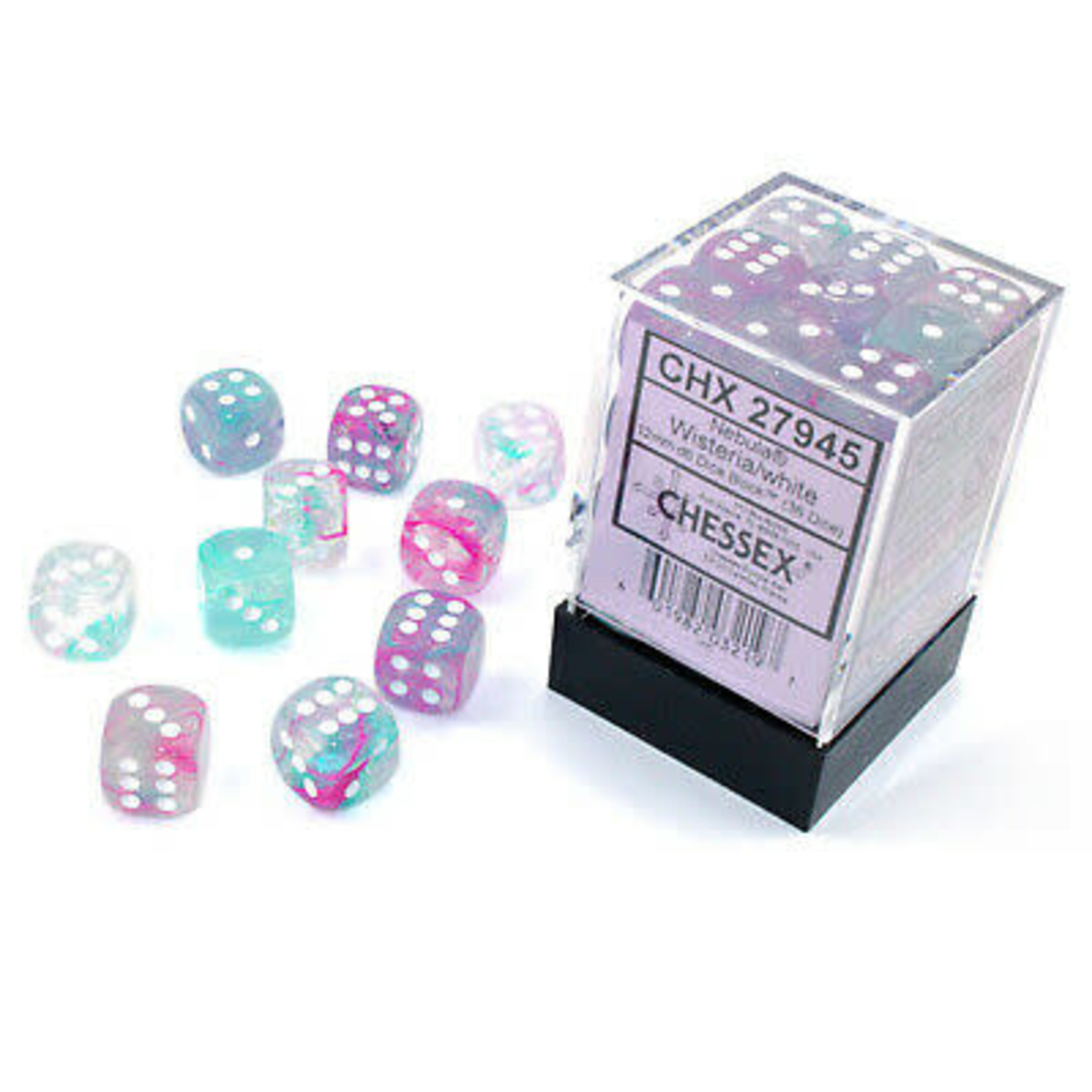 Chessex Chessex Nebula Wisteria with White Luminary 12 mm d6 36 die set